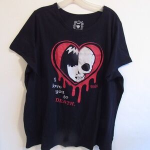 Emily The Strange Tee Shirt SZ 3 3X 22-24 Goth Valentines Emo